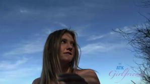 Melody rides your cock and swallows your cum on the cliffs.